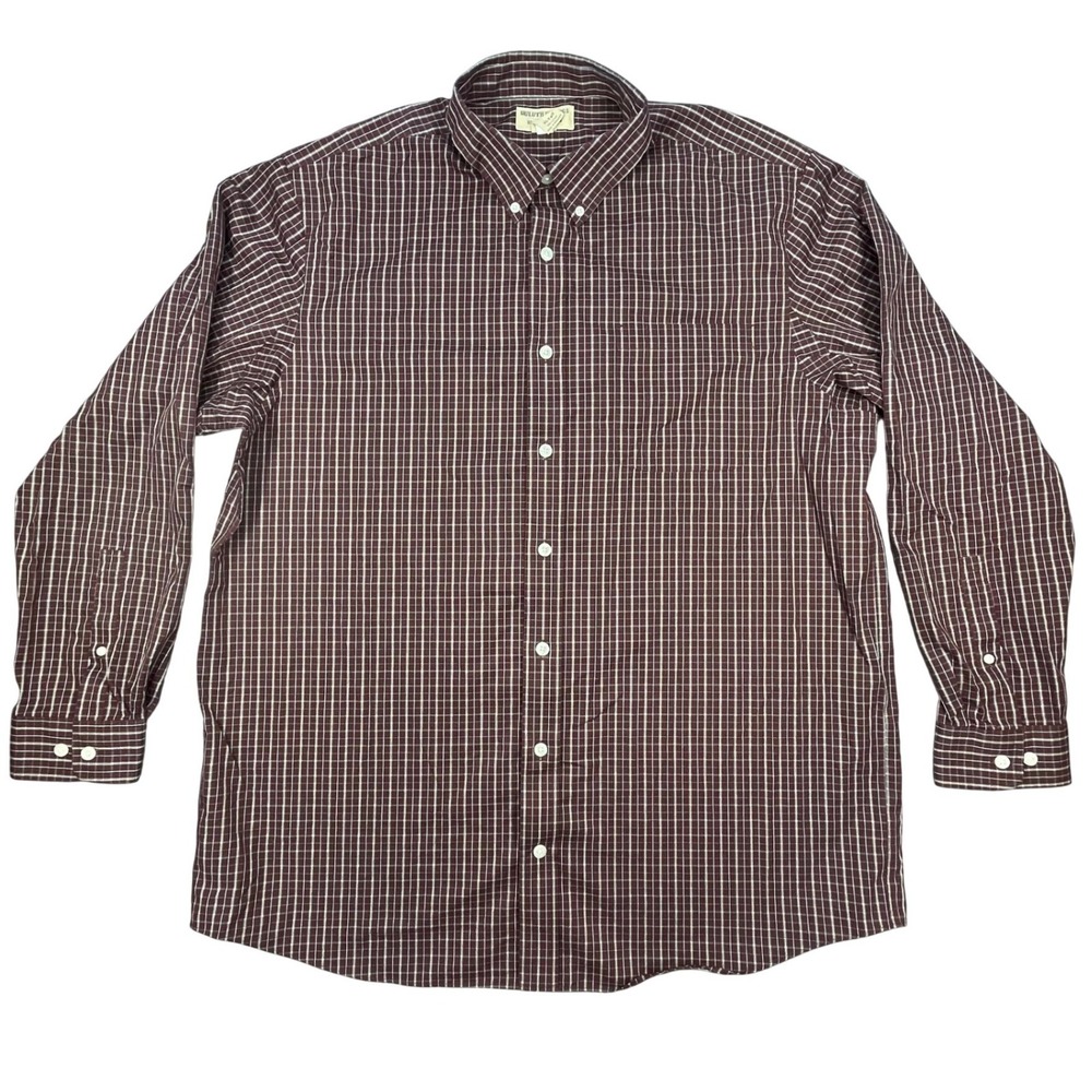 Duluth Trading Co Burgundy Plaid Wrinklefighter Button Down Shirt Mens XL Tall